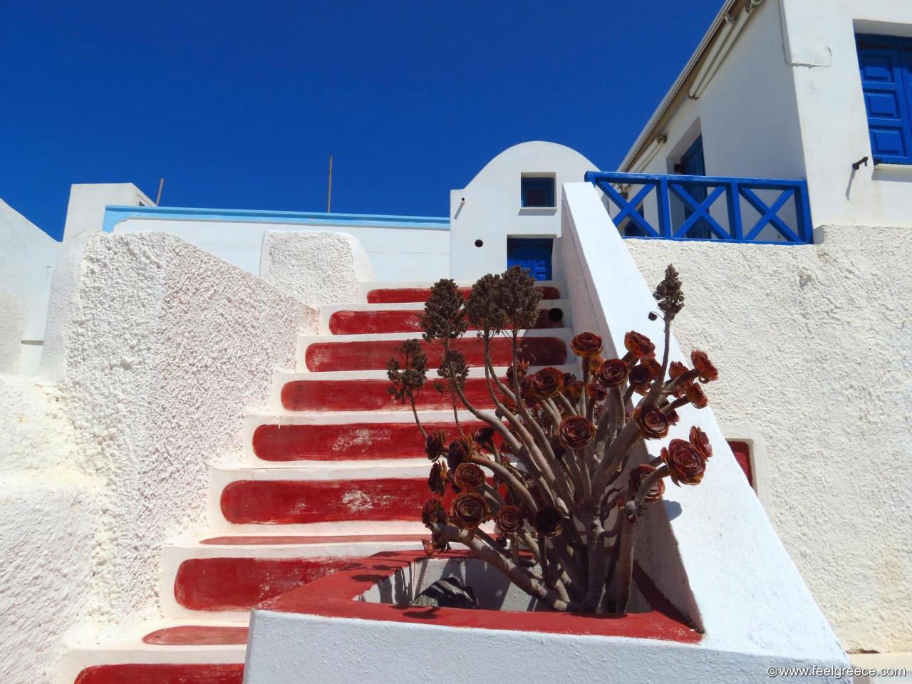 santorini in august caldera summer view