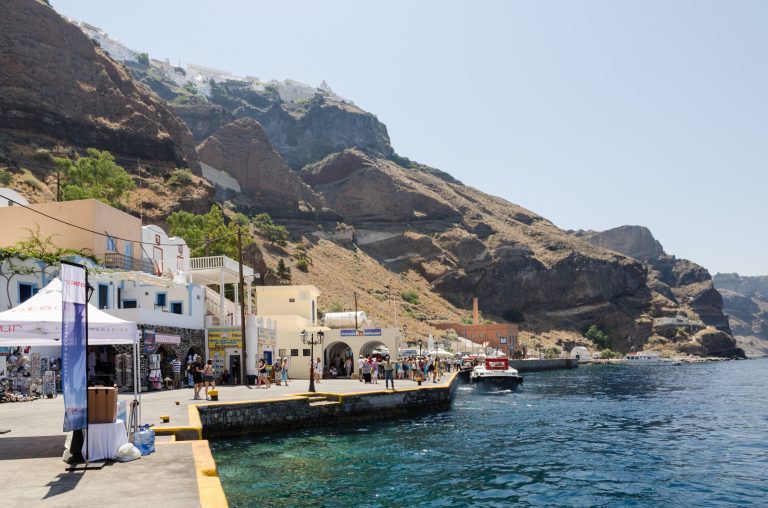 Mesa Gialos old harbor in Fira, Santorini