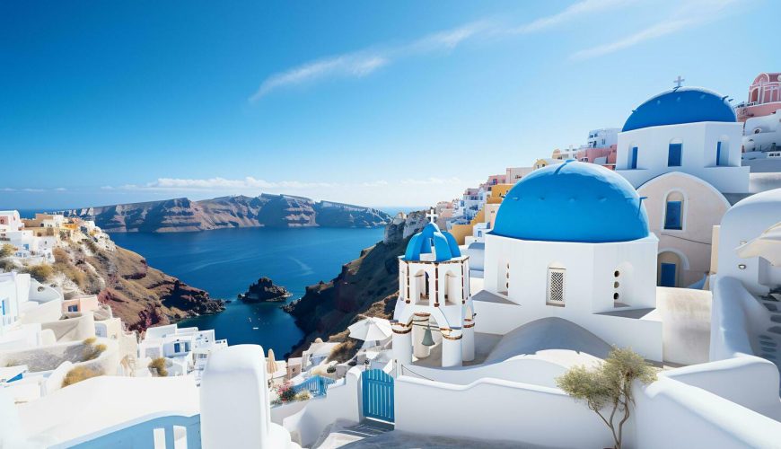 santorini in september caldera warm light