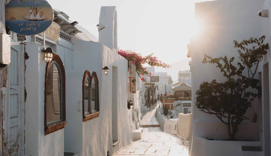 santorini caldera early morning view