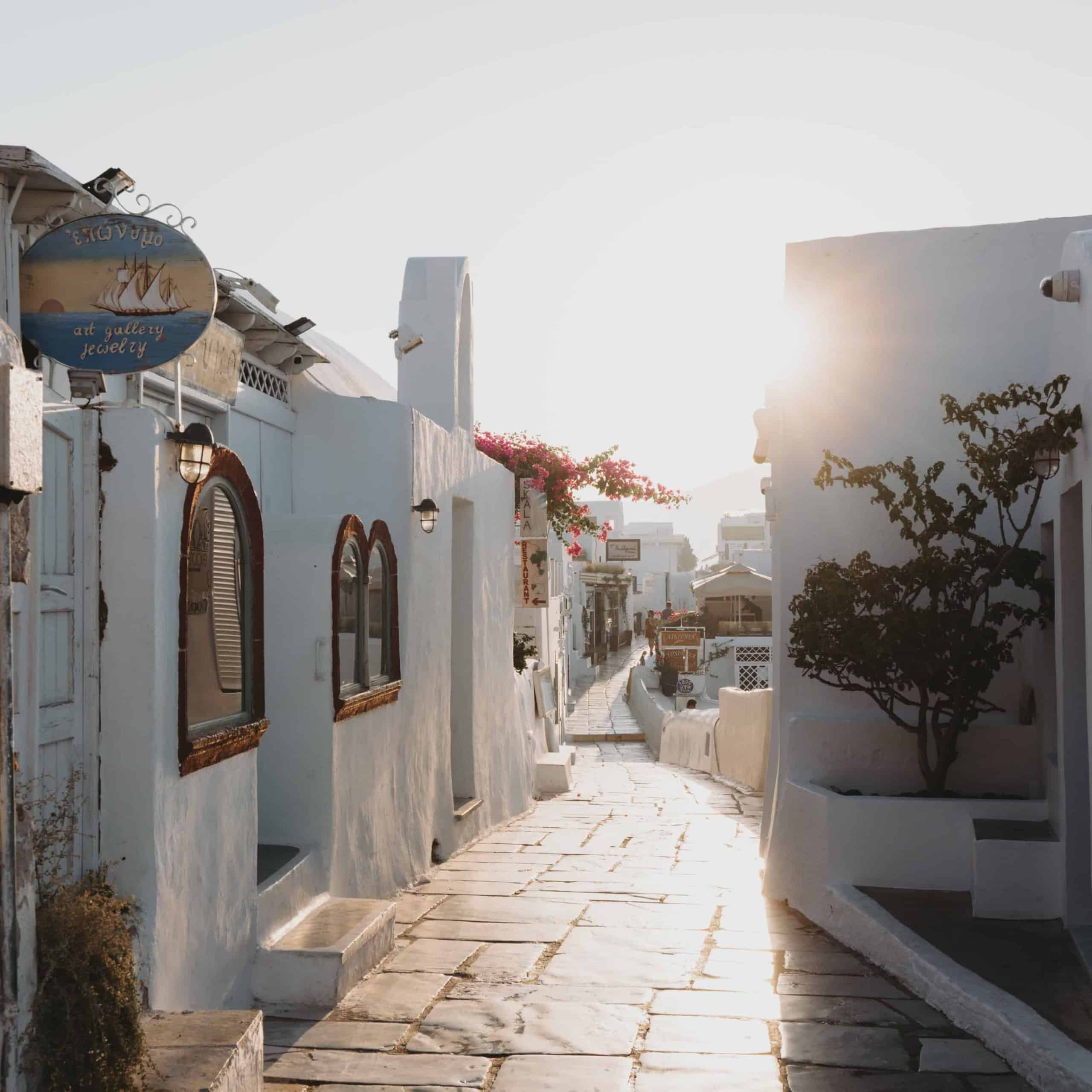 santorini caldera early morning view