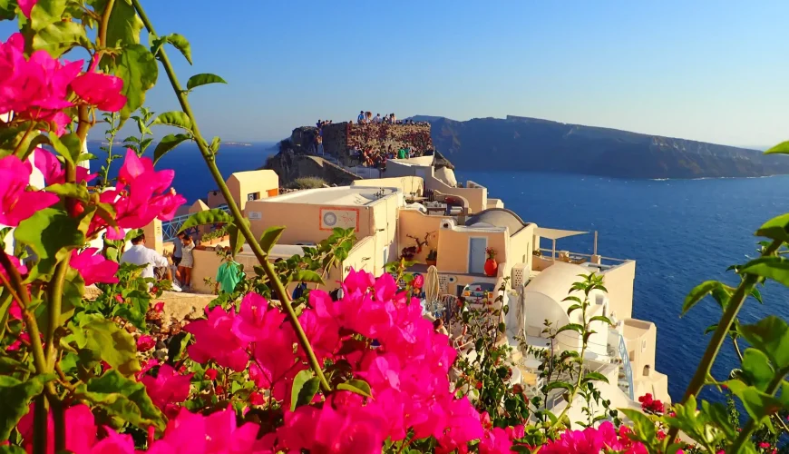 santorini sunset caldera panoramic view